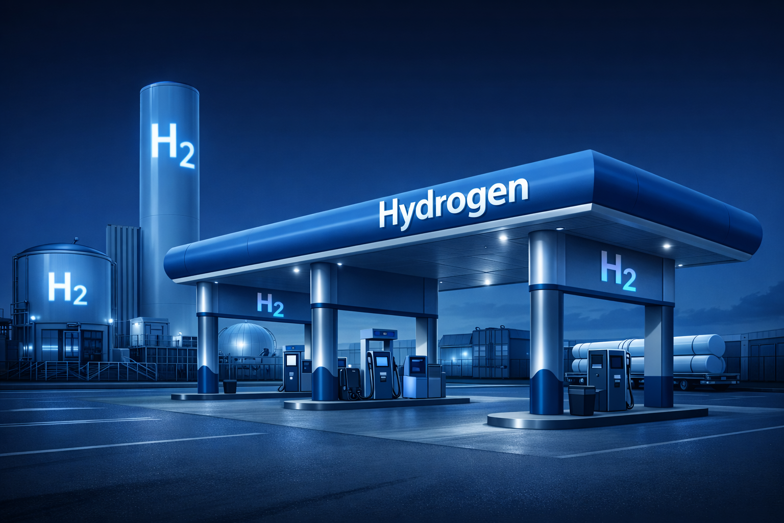 Hydrogen refueling station used as visual support for HRS standards section